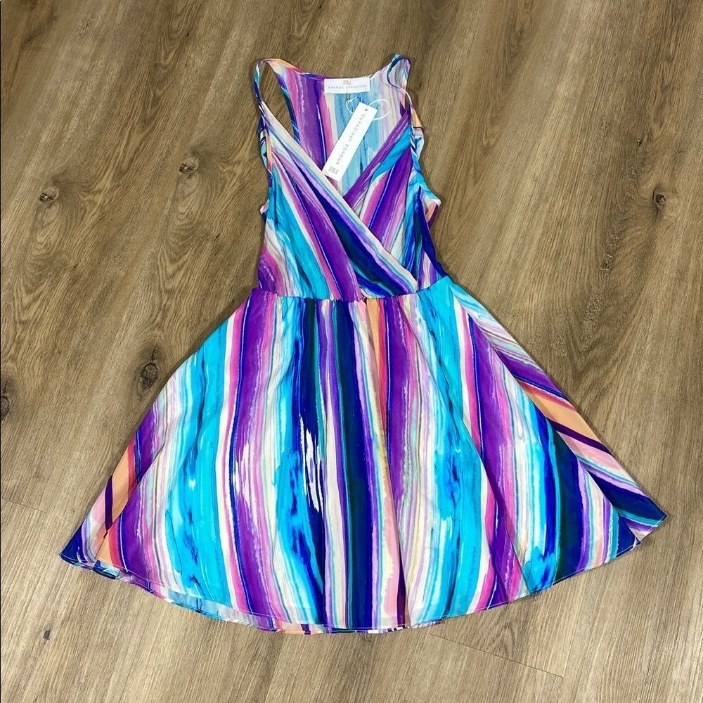 Amanda Uprichard Silk Chelsea Dress Sunset Multicolor Abstract Dress